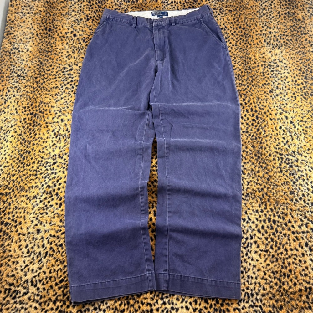 Vintage 90s Polo Ralph Lauren Andrew Pant Mens 34x32 Navy Blue Cotton Chinos